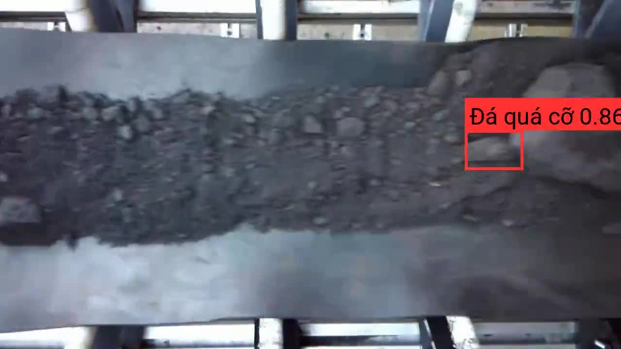 Real detection output from a deployed conveyor-monitoring camera